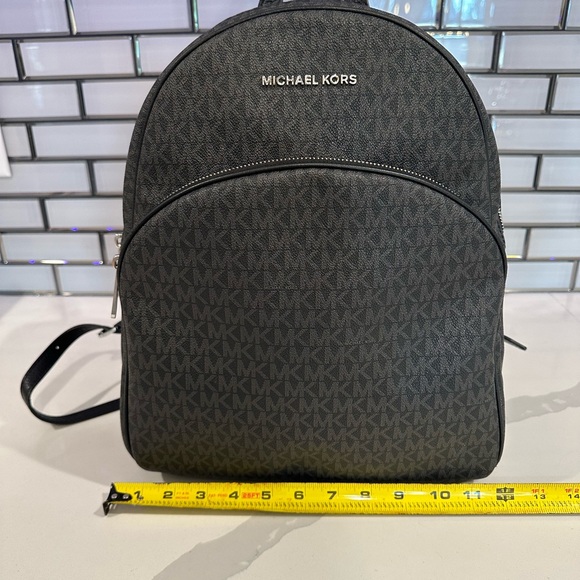 Michael Kors Logo Backpack Purse – Black/Grey MK Monogram - Picture 7 of 7